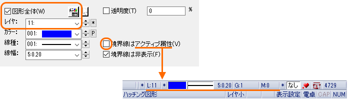 閉領域をハッチング