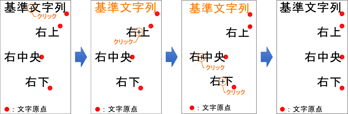 基準の文字を指定し、揃えたい文字を順に指定