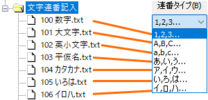 ファイル名の昇順で連番タイプのリストに表示されます