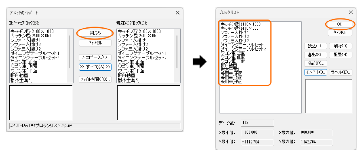 作業中の画面のファイルにインポートされます