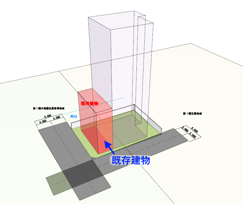 既存建物部分をモデリングした例