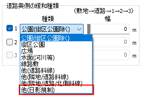 道路奥側の緩和種類