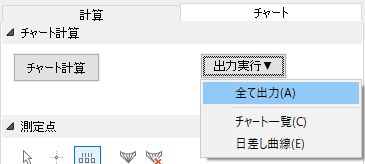 「チャート計算」タブの「出力実行＞全て出力」を実行
