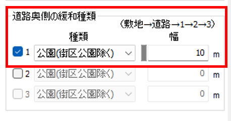 道路の奥側の緩和種類