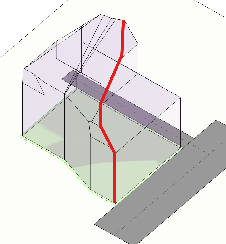 敷地角の複雑な稜線を3Dで把握
